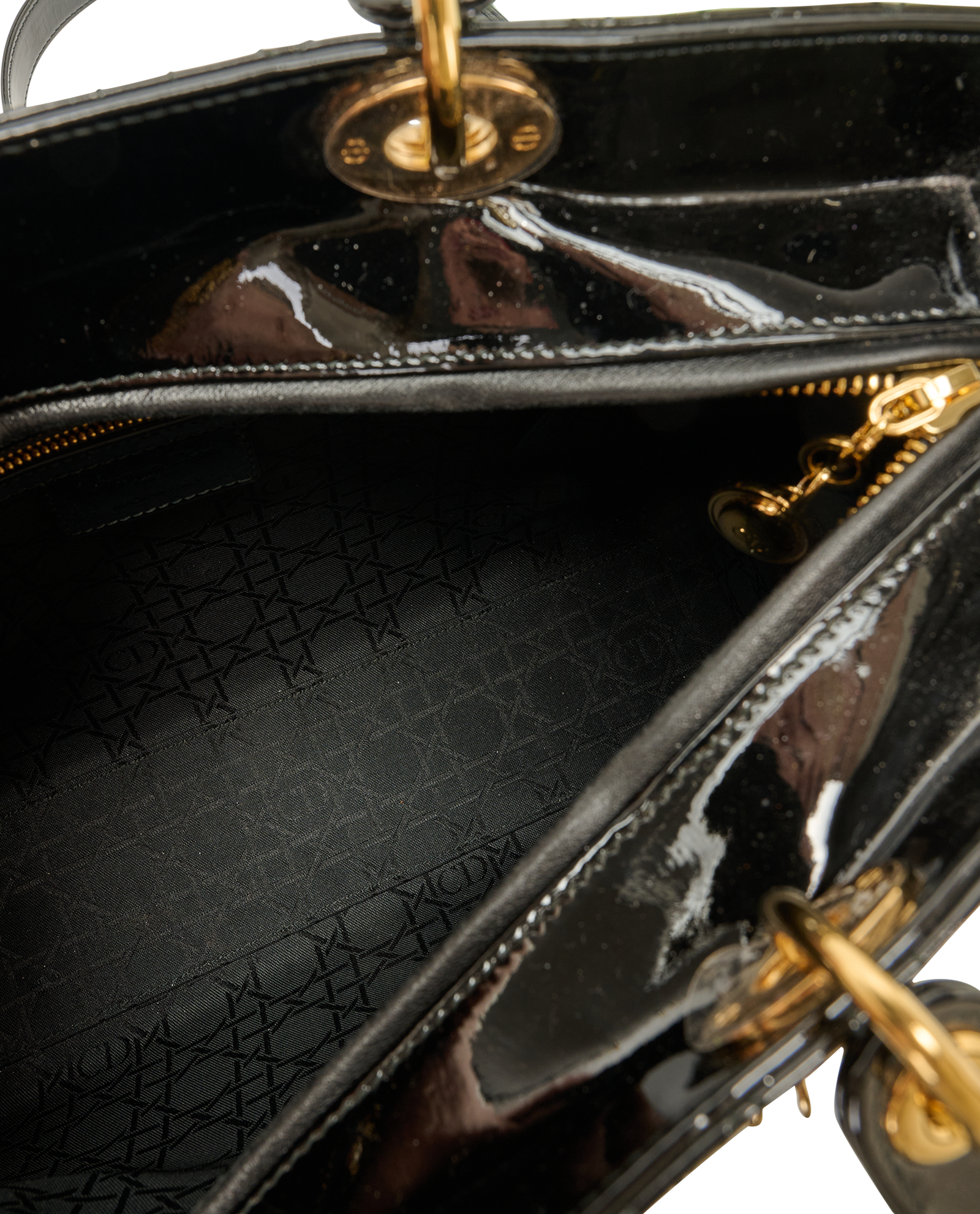 Lady Dior Handbag, &pound;1,600, Handbags, Black, Patent Leather, Other view